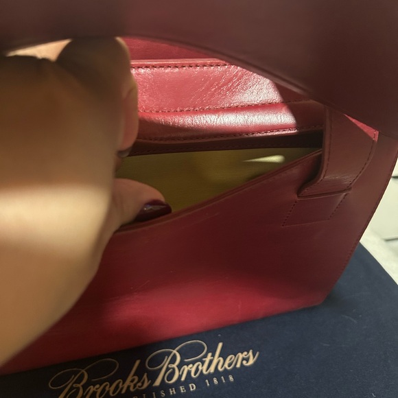 Brooks Brothers Red Leather Woman Doble Handle Tote - Picture 5 of 9